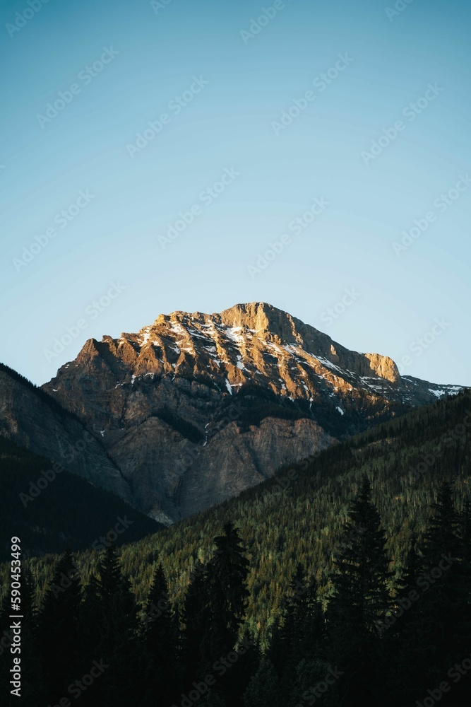Beautiful view of a mountain with a clear blue sky background