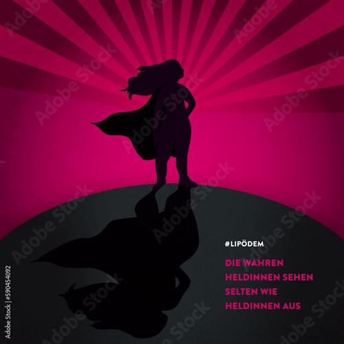 Superheldin mit Lipödem an den Beinen im Schattenlicht