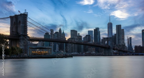 View of the Brooklyn Cable-stayed bridge and the New York City skyline © Daniel Marquez/Wirestock Creators