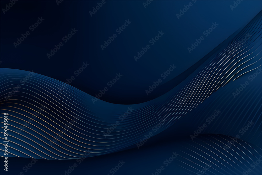 3d modern wave curve abstract presentation background. Luxury paper cut background. Abstract decoration, golden pattern, halftone gradients, 3d blue dark background illustration. Generative AI 3d modern wave curve abstract presentation background. Luxury paper cut background. Abstract decoration, golden pattern, halftone gradients, 3d blue dark background illustration. Generative AI