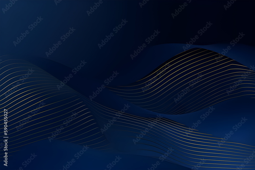 3d modern wave curve abstract presentation background. Luxury paper cut background. Abstract decoration, golden pattern, halftone gradients, 3d blue dark background illustration. Generative AI 3d modern wave curve abstract presentation background. Luxury paper cut background. Abstract decoration, golden pattern, halftone gradients, 3d blue dark background illustration. Generative AI