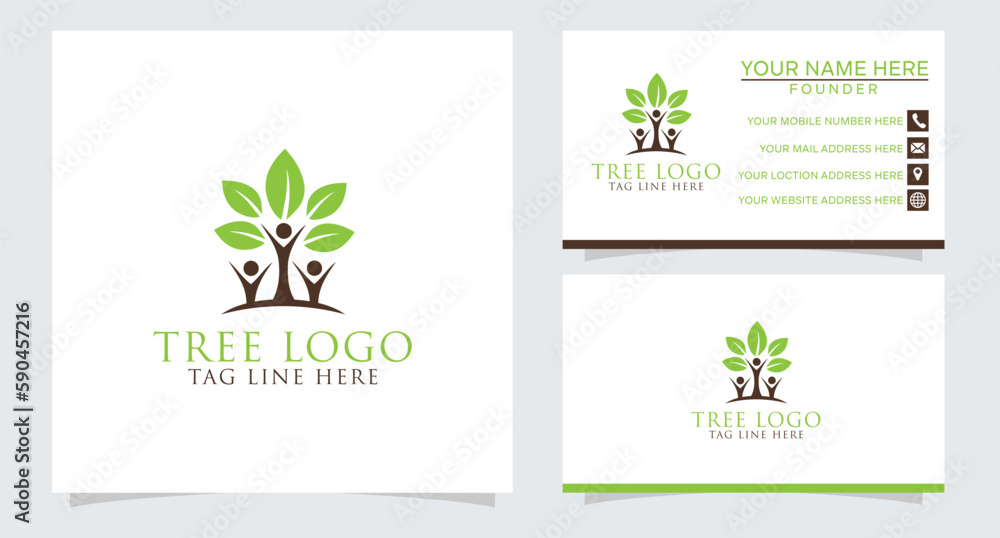 natural tree beauty leaf-free vector logo design