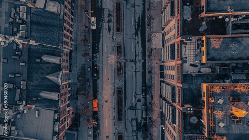 Photography Aerial view of the beautiful buildings of Toronto during a golden sunset