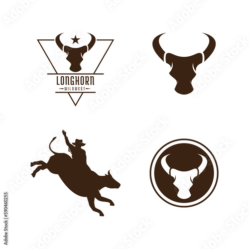 Bull riding rodeo logo