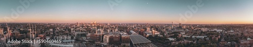 Panoramic shot of Kings Cross under a sunset sky