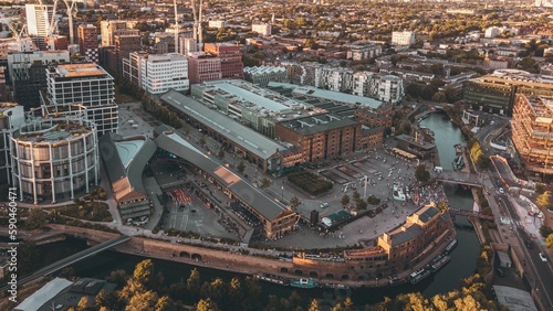 Aerial view of the Granary Square in London, UK