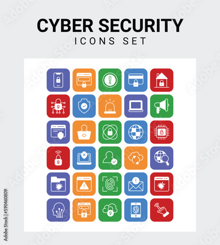 Cyber Security related icon set