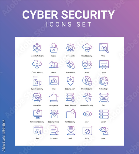 Cyber Security related icon set