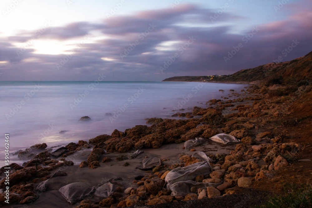 Scenic shot of a rocky beach in Port Willunga, Adelaide, Australia Scenic shot of a rocky beach in Port Willunga, Adelaide, Australia
