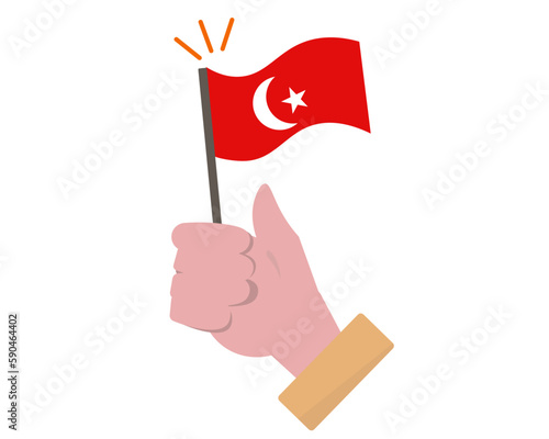 トルコの国旗を振る人物 トルコの手旗 ベクターイラスト