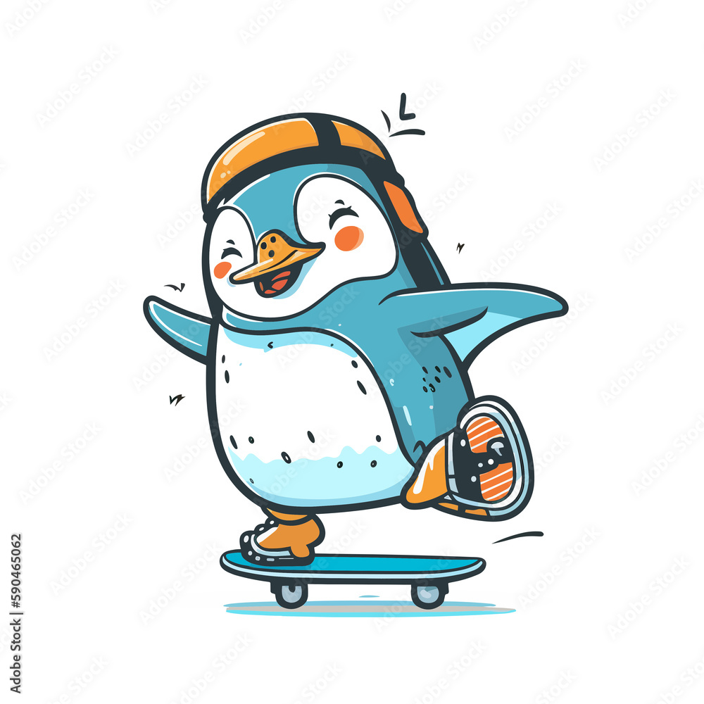 Obraz premium Slippery Penguin! Glide with this penguin on the ice