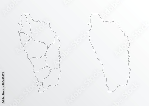 Black outline vector map of Dominica with regions