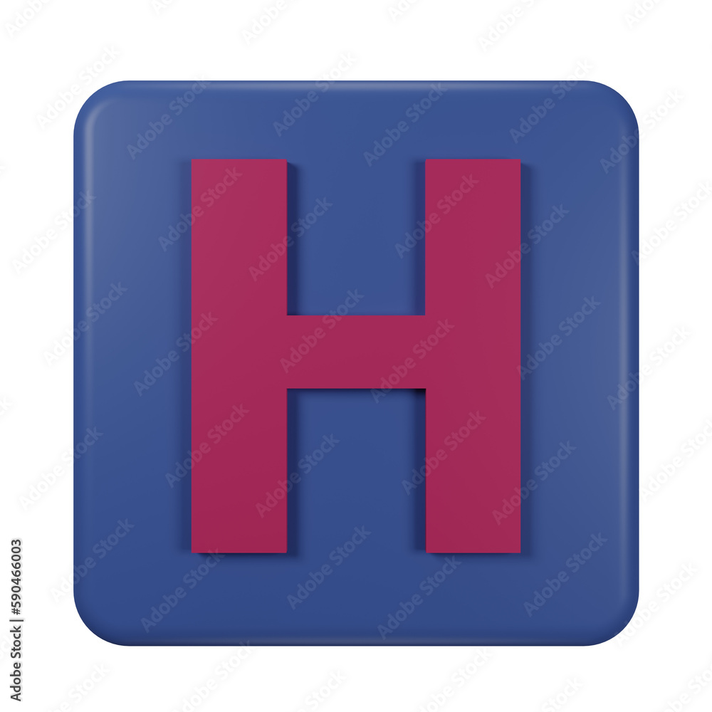 3d illustration hospital letter H icon 3d illustration hospital letter H icon