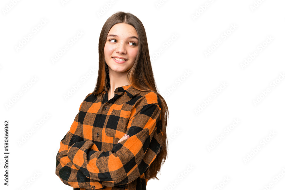 Teenager girl over isolated chroma key background with arms crossed and happy Teenager girl over isolated chroma key background with arms crossed and happy