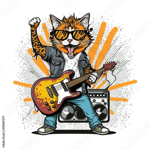 Feline Frenzy! Get ready to rock with this cat rockstar photo