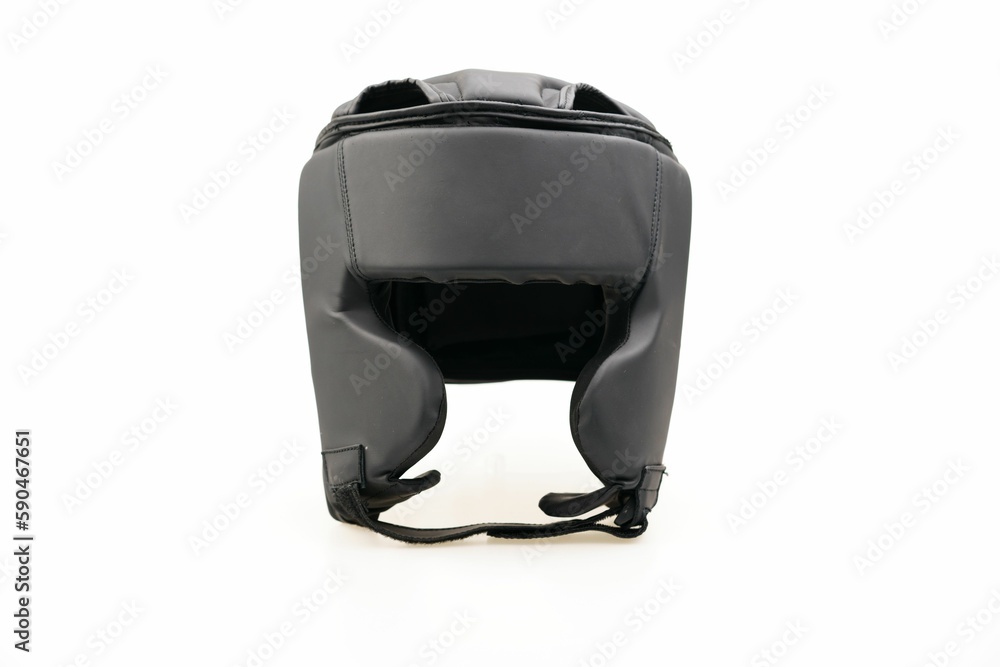 Single black boxing helmet isolated on a white background Single black boxing helmet isolated on a white background