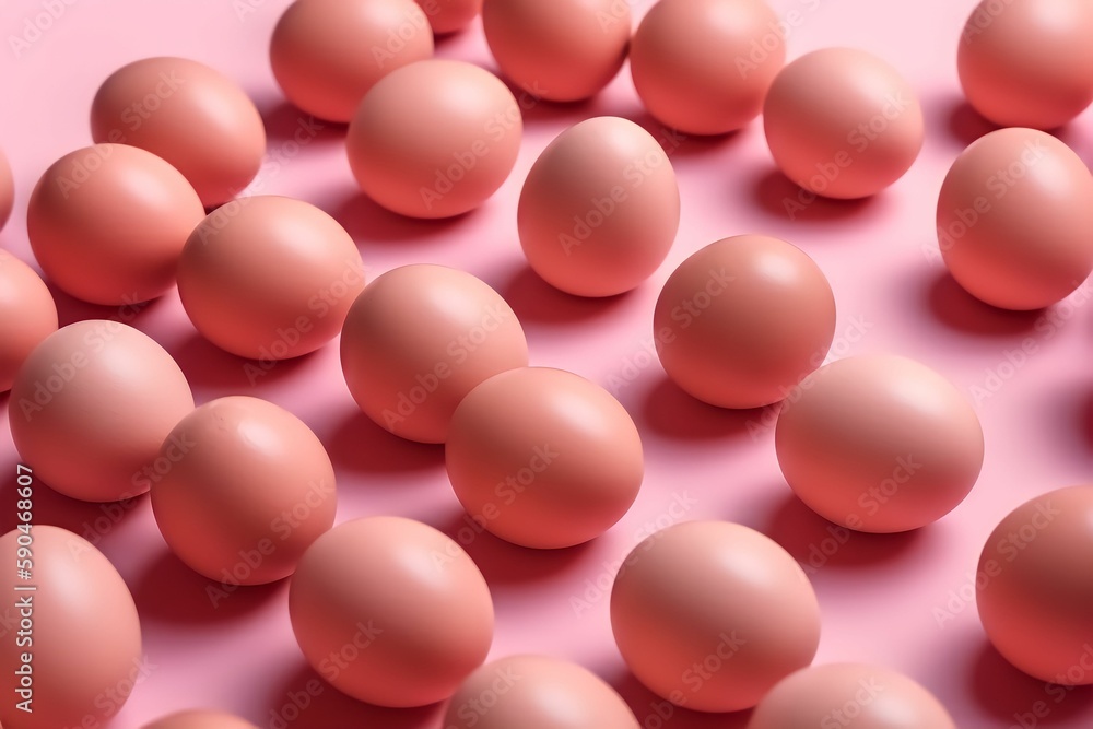 Trendy Summer pattern made with eggs on bright light blue and pink background, Minimal summer concept, food desighn. Wallper. ai generated. Trendy Summer pattern made with eggs on bright light blue and pink background, Minimal summer concept, food desighn. Wallper. ai generated.