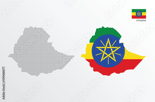 Vector illustration of Ethiopia map with flag