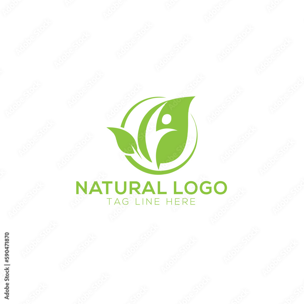 Human hands and tree with green leaves. Logo, symbol, icon, illustration, vector, template, design