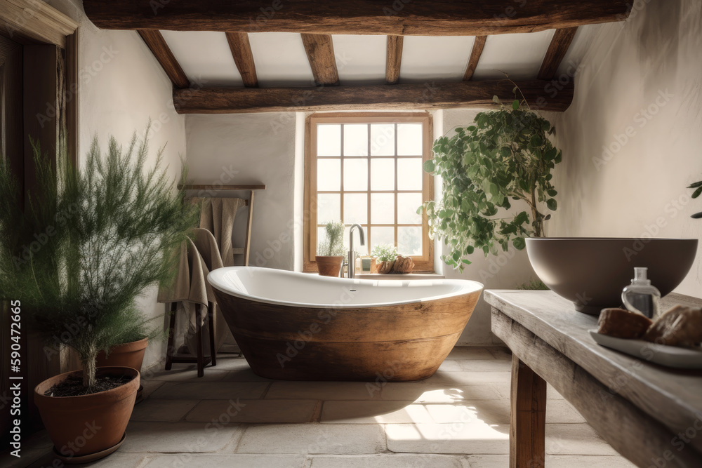 Bathroom, Rustic Charm - Generative AI Bathroom, Rustic Charm - Generative AI