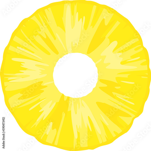 Half Pineapple Ananas Circle Sliced Yellow Fruit Tropical Juicy Summer Isolated
