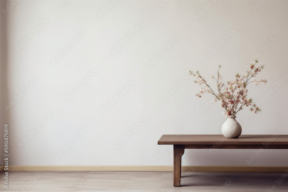 illustration plaster vase home design copy background contemporary wall space table interior decor. Generative AI. illustration plaster vase home design copy background contemporary wall space table interior decor. Generative AI.