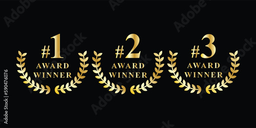 award winning golden element logo design vector template for number 1, 2 and 3