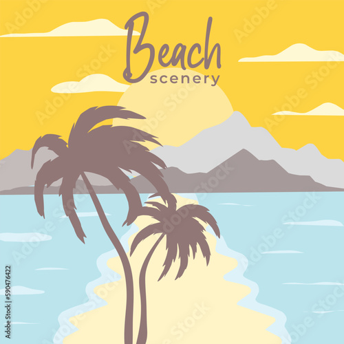 natural landscape illustration design in the form of a beach