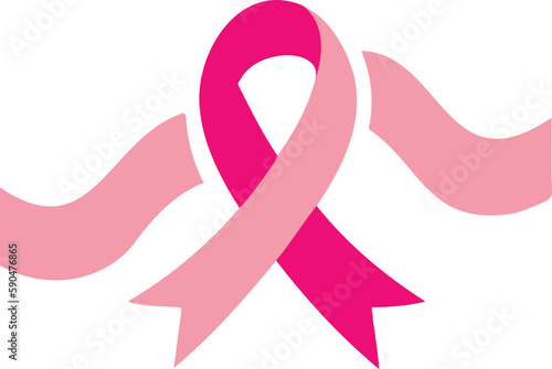 Closeup shot of the pink breast cancer awareness ribbon isolated over white background
