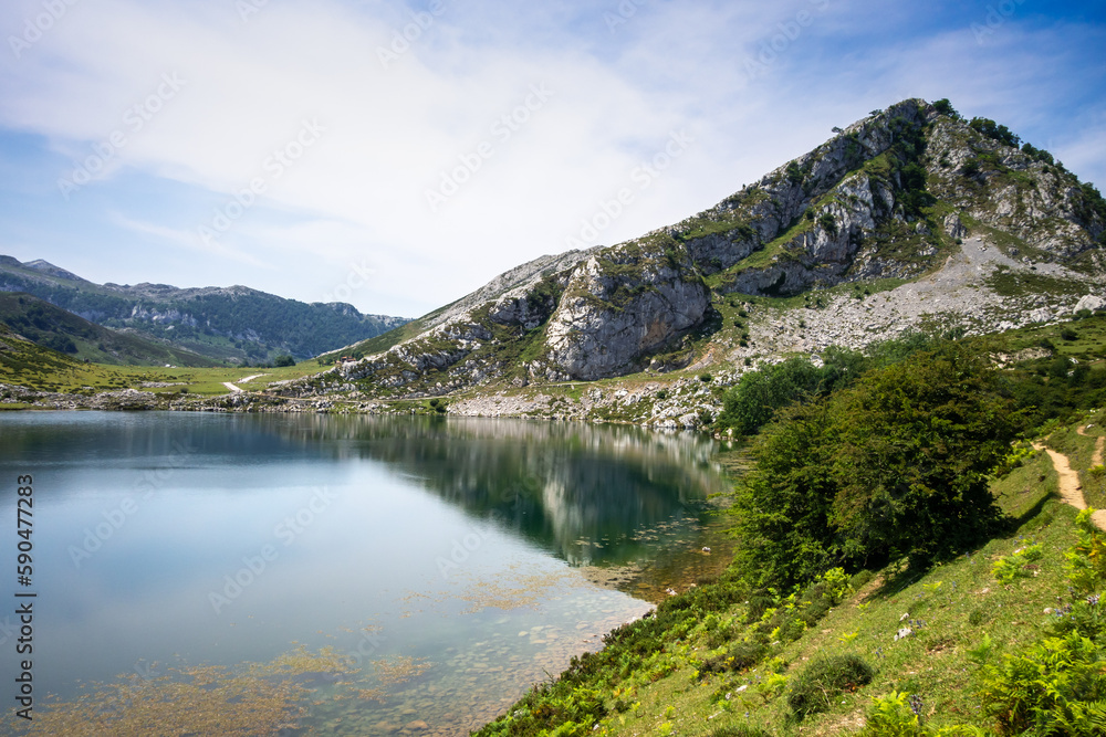 Lake Enol in Picos de Europa, Asturias, Spain