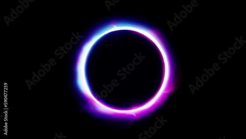 Glowing Portal isolated on Black background - Loop footage in 4K Ultra HD resolution, 25 FPS. Modern magic portal symbol - Round ethereal lightning substance. For overlay blending or alpha mixing. 