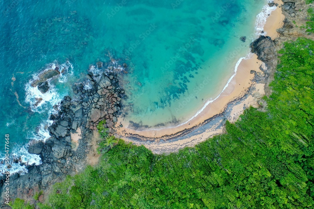 Top view of a beautiful sea on a sunny summer day