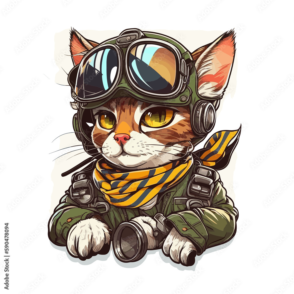 Fototapeta premium Cat Fly! Take flight with this cat pilot!
