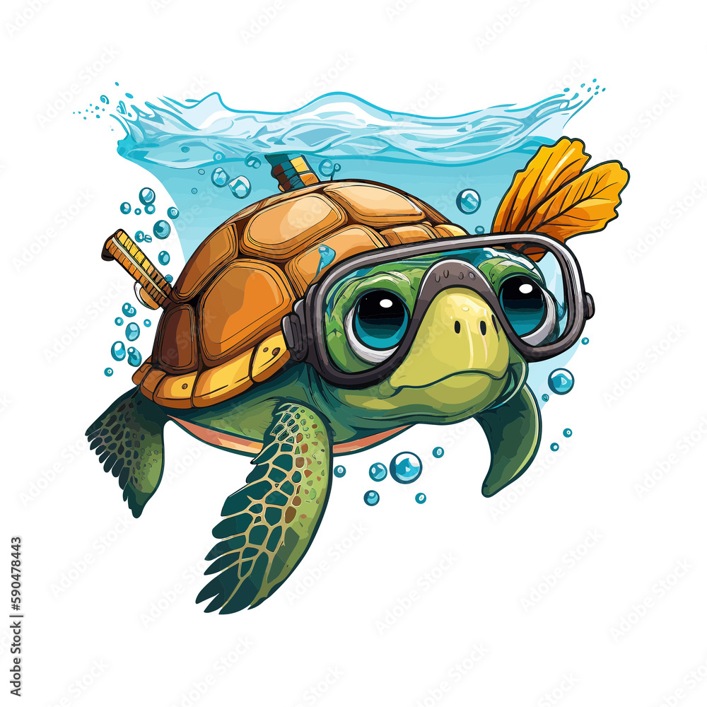 Fototapeta premium Underwater Turtle Adventure! Join this turtle on an underwater adventure