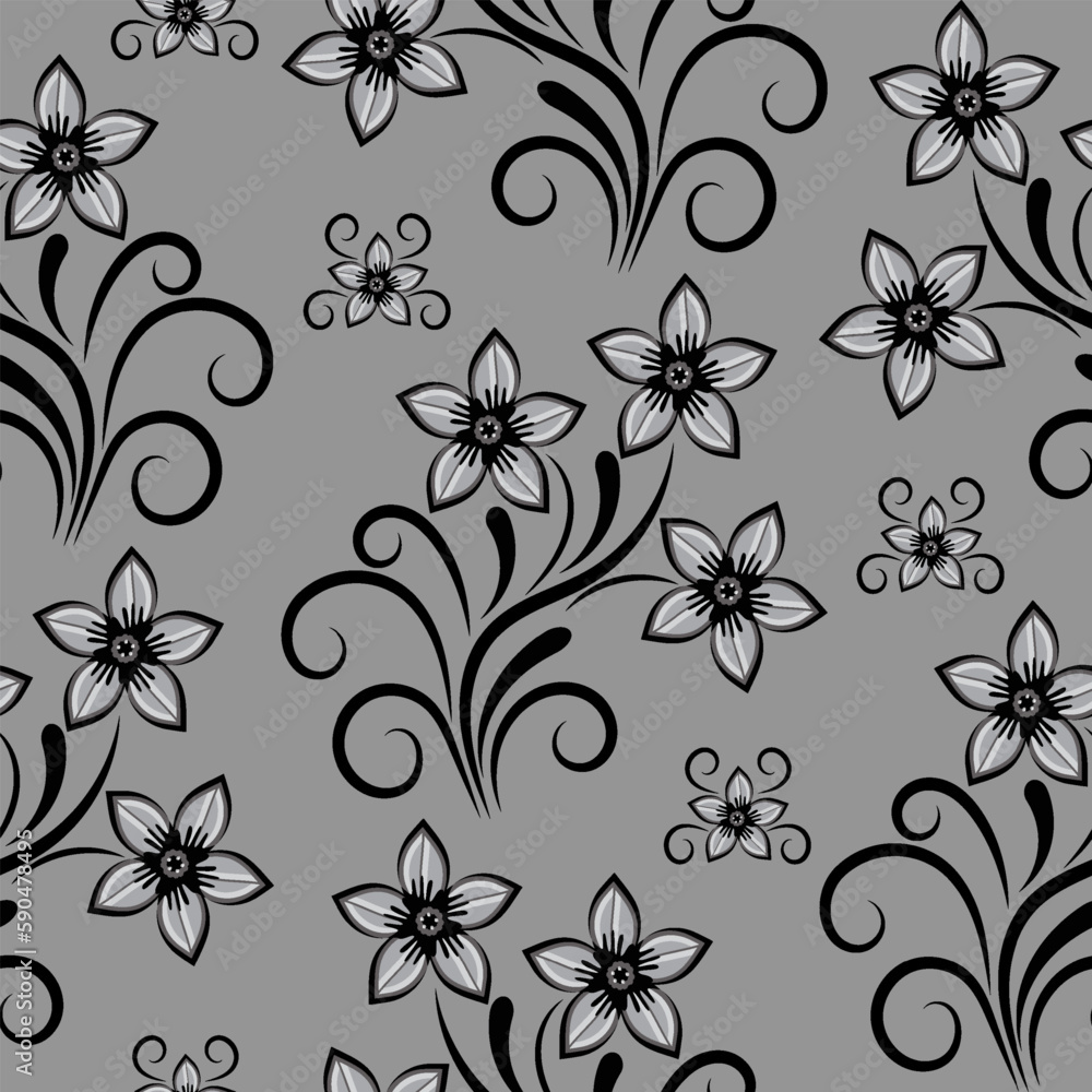 Vector seamless pattern. Hand drawn vintage flower ornament. Elegance texture for fabric and wallpaper