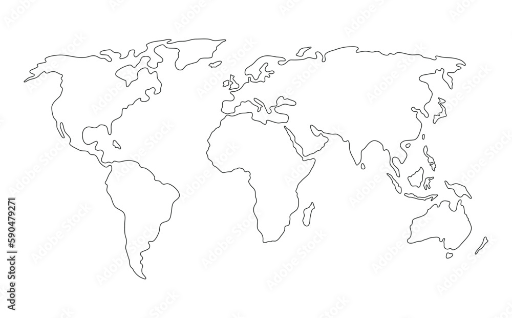 World map silhouette, isolated vector pictogram