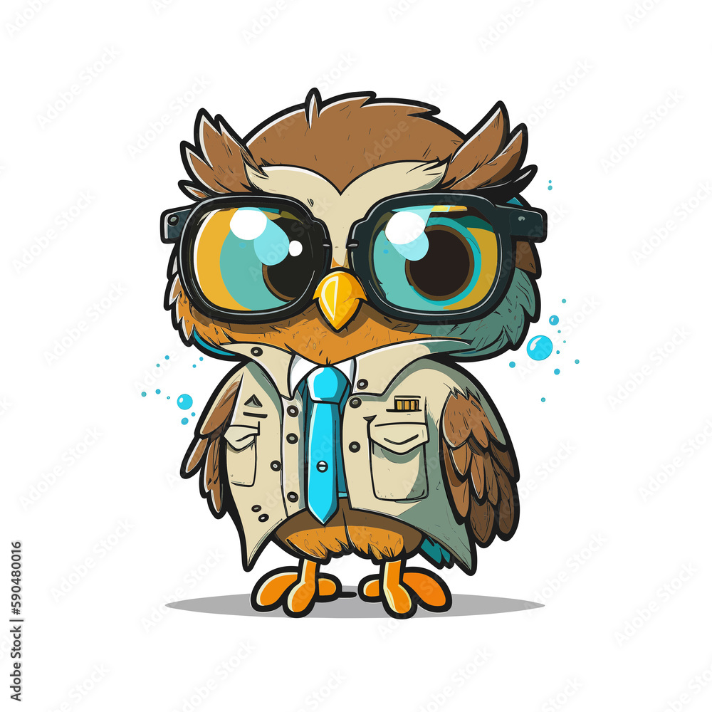 The Wise Scientist! An intelligent image of an owl as a scientist