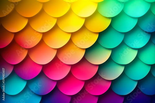 Multi colored fish scale pattern. Colorful abstract scale background. Rainbow scales pattern. Generative AI.