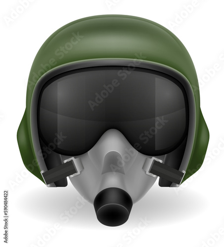 modern pilot helmet for a fighter or combat helicopter vector illustration