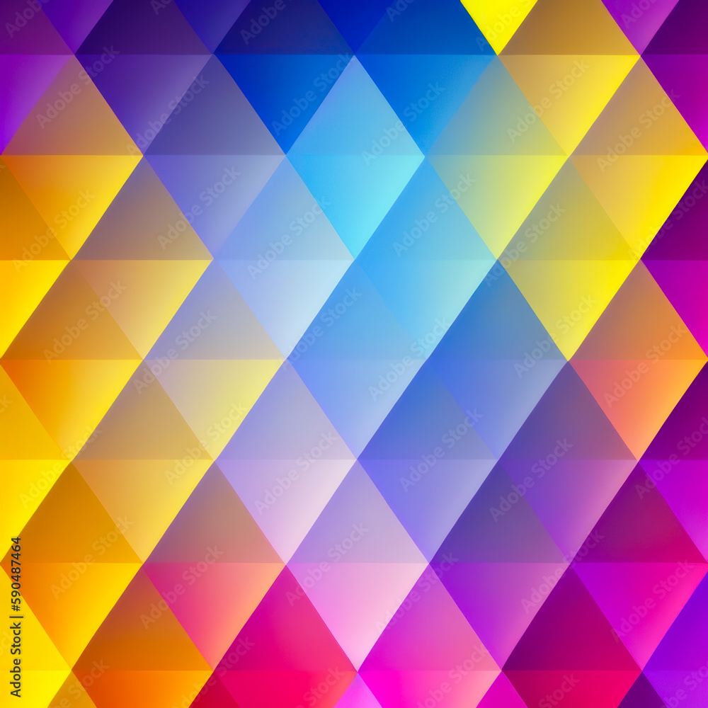 Fototapeta premium Abstract colorful geometrical triangular texture for design. Multicolor gradient on a rhombus or diamond shape pattern. Generative AI illustration background.
