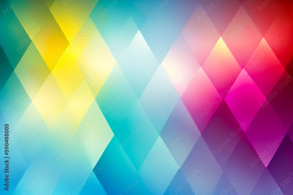 Obraz premium Abstract colorful geometrical triangular texture for design. Multicolor gradient on a rhombus or diamond shape pattern. Generative AI illustration background.
