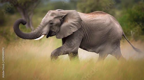 African Elephant in Motion