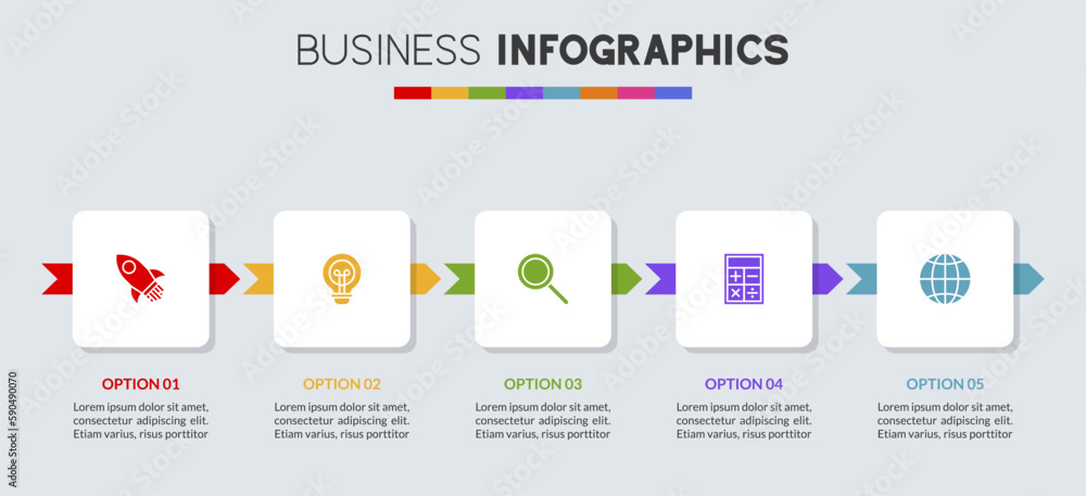 Infographics design template and icons with 5 options or 5 steps Infographics design template and icons with 5 options or 5 steps