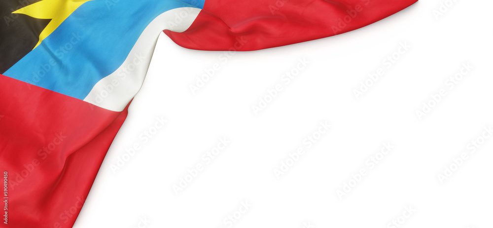 Banner with flag of Antigua over transparent background. 3D rendering Banner with flag of Antigua over transparent background. 3D rendering
