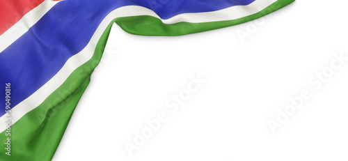 Banner with flag of Gambia over transparent background. 3D rendering