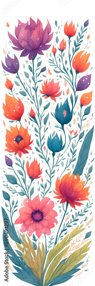 Obraz premium Colorful flower meadow in spring paint. AI generated illustration