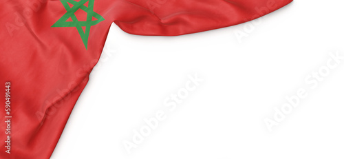 Banner with flag of Morocco over transparent background. 3D rendering photo