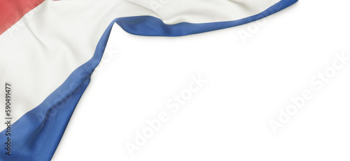 Banner with flag of the Netherlands over transparent background. 3D rendering