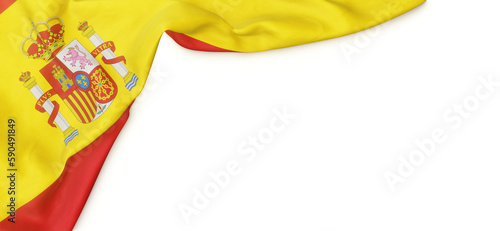 Banner with flag of Spain over transparent background. 3D rendering