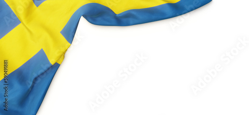 Banner with flag of Sweden over transparent background. 3D rendering photo
